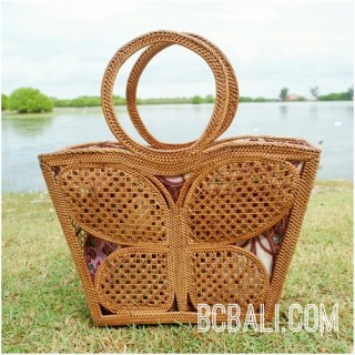 natural grass ata rattan butterfly style women handbag full handmade